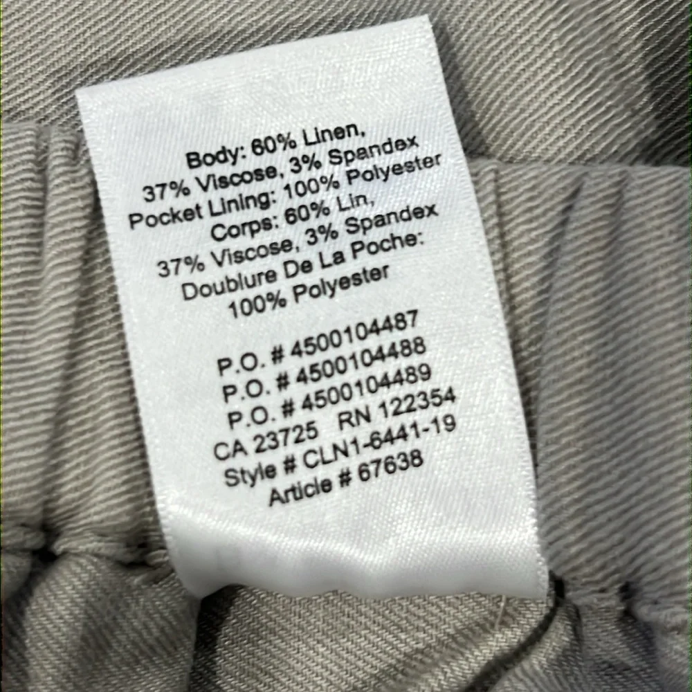 Babaton Aritzia Dexter Pull On Linen Blend Pants Trace Khaki Tan Medium Cropped